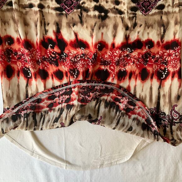 Carol Rose Women’s Sleeveless Blouse size L, Tan Purple & Red, Lace Details - Picture 4 of 5